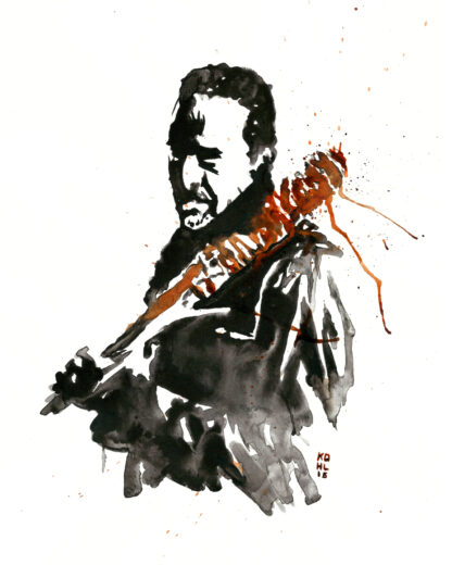 Neegan Walking Dead watercolor print 11”x14”