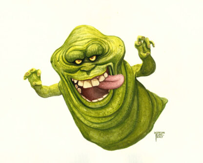 Slimer original watercolor print 12”x12”